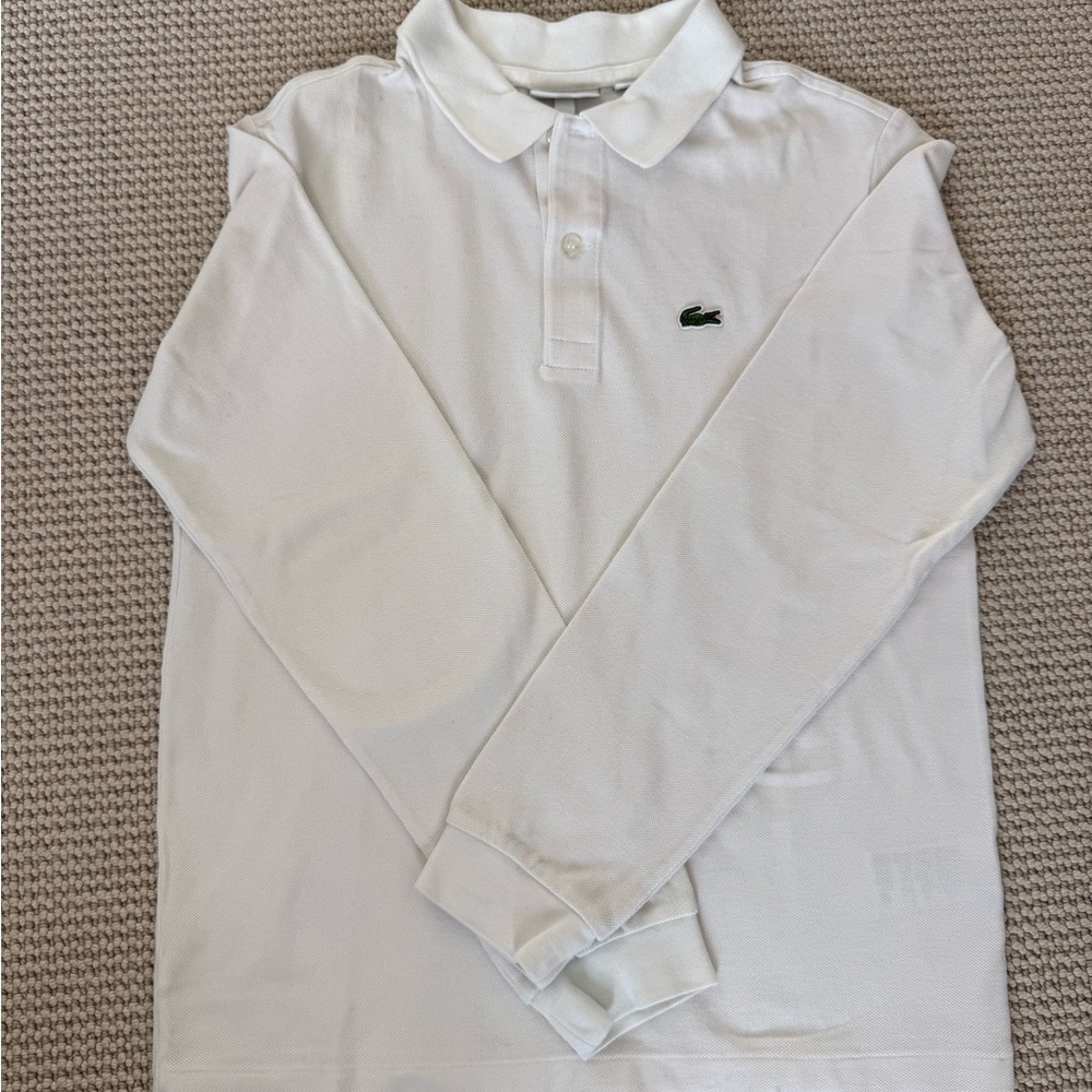 Lacoste Men's Long Sleeve White Polo